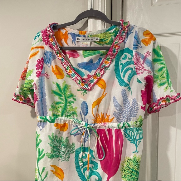 Gretchen Scott Designs Dresses & Skirts - Gretchen Scott sea life ruffle trim cotton dress size M
